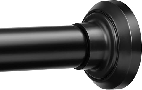 ENJOYBASICS Matte Black Shower Curtain Rod 30 to 88 Inches, Stainless Steel Adjustable Spring Tension Rods No Drill for Bathroom, Closet, Window, Room Divider, Never Rust, Non Slip
