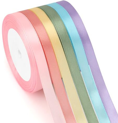 Weihnachten Geschenkband 6 Farben Satinband Bunt 10mm×23m Schleifenband Seidenband Stoffband Geschenkbänder Für DIY Handwerk Dekoband Zum Basteln Geschenkverpackung Geburtstag Blumenstrauß Party Deko