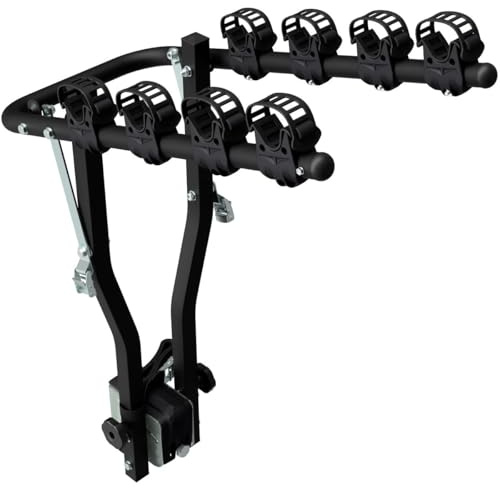 Peruzzo - Porte-vélo Arezzo 4 vélos - Noir - Universel sur attelage - Charge Max 50kg - Compatible Fat Bike - Inclinable pour accès Facile au Coffre - Installation et désinstallation faciles