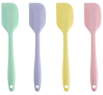 4 Pcs Small Silicone Spatula, Heat Resistant Rubber Spatulas Non-Stick Baking Spatula Silicone Kitchen Utensils for Mixing, Cooking and Baking