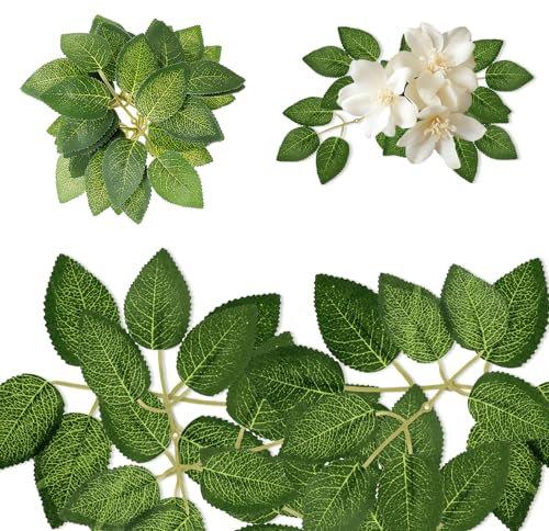 JJUNW 20 foglie artificiali di uova verdi, verde per centrotavola, foglie di rosa finte per bouquet fai da te, decorazioni per feste di nozze, proposte di compleanno