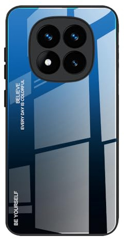 DEDUX Hülle für Xiaomi Redmi Note 14 Pro Plus 5G / Redmi Note 14 Pro+, Gradient Glass Series, TPU und Hartglas, Kratzfest, Stoßdämpfend, Kabelloses Laden Kompatibel, Blau/Schwarz