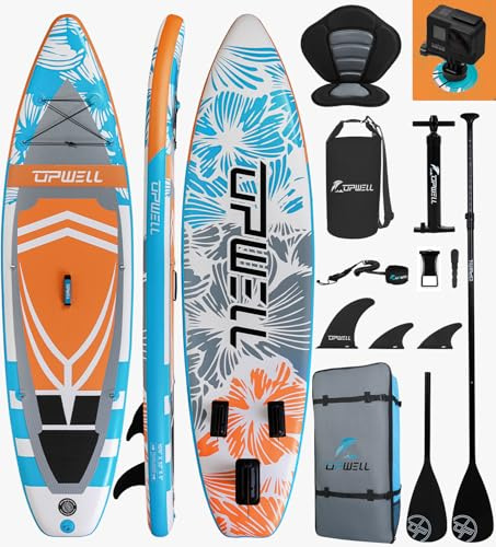 UPWELL 320 x 81 x 15 cm, tabla de remo inflable con asiento, tablas de surf de remo de 10'6 para jóvenes y adultos, Cosmos