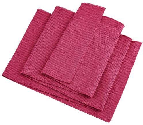BENECREAT Tejido de Canalé de Punto de 100x17cm, Tejido de Poliéster Acanalado para Puños, Cuello, Pretina Y Extensiones de Chaquetas, de Color Violeta Medio Y Rojo