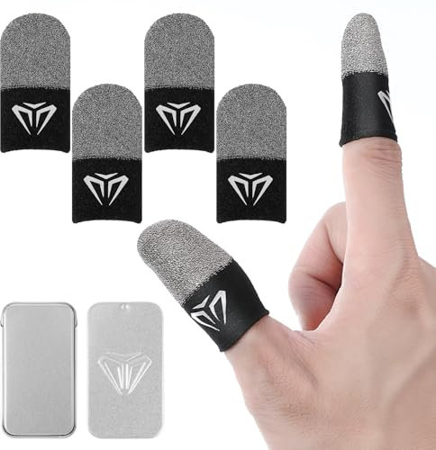 Sibba 4 Stück Gaming Finger Sleeves Touchscreen Fingerhülse Silber Fasern Spiel Mobile Gaming Daumenhülle Thumb Sleeve Finger Handschuhe Seidig Anti-Sweat Atmungsaktiver Daumenhülsen Fingerabdeckung