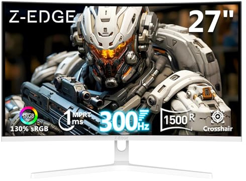 Z-Edge 27 White Curved Gaming Monitor, FHD 300Hz 240Hz Computer Screen