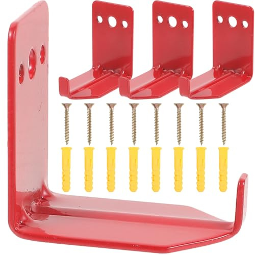 WOONEKY Soporte de Pared para Extintor 40 Lb Rojo Ganchos Resistentes Kit de 4 Piezas Tornillos y Anclajes para Montaje Seguro Compatible Extintores Estándar para Uso Hogar y Oficina