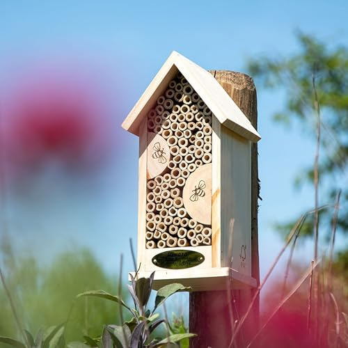CJ Wildlife Bug Hotel – Bee Hotel Insect Hotel – Spruce Wood And Bamboo Shelter For Solitary Bees And Garden Wildlife