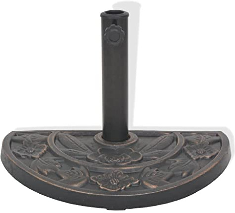 Logeirevo Parasol Base Resin Half Round Bronze, Umbrella Base Stand Market Parasol Holder, Outdoor Umbrella Stand, Suitable for Backyard, Deck, Poolside, Patio, Weight: 19.8 lb,-572