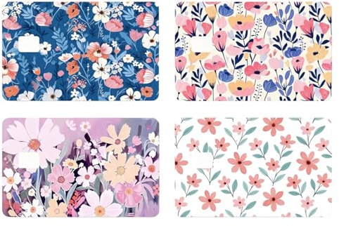 Tapufitil 4 Piezas Fundas Protectores con Diseño De Flores para Tarjetas De Crédito, Débito Y Bancarias