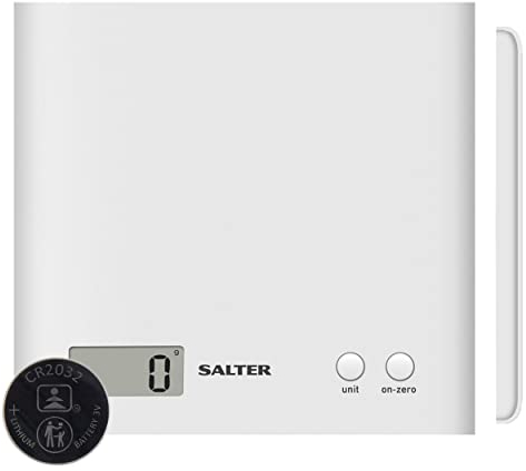 Salter Arc Digital Kitchen Scale - Electronic Food Scale, Add & Weigh Multiple Ingredients Together, 3kg Capacity, Easy Read LCD Display, Includes Battery, Slim Design Compact Storage,1066 WHDR15CEU16