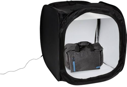 Dörr 373383 Ljus-/Fotohållare Inkl. 2 Bakgrunder Vit, Inspelningsbox Lb-6575 Med Dimmer, Svart (2 Plastbakgrund Svart, Vit), 65 X 75 Cm