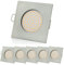 6x LED Einbauspot flach eckig 230V – 4W, 330lm, 3000K Warmweiß – Aluminium Deckenstrahler Ø68mm, Einbautiefe 28mm – Einbauleuchte für Decke und Wand