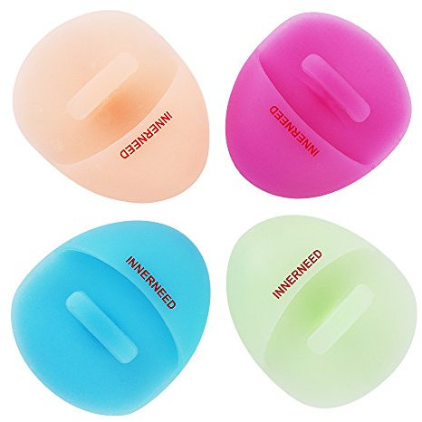 INNERNEED Super Soft Silicone Face Cleanser and Massager Brush Manual Facial Cleansing Brush Handheld Mat Scrubber for Sensitive, Delicate, Dry Skin (Pack of 4)