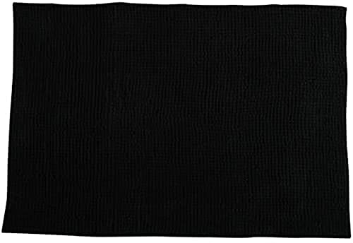 MSV Badteppich Badvorleger Duschvorleger Chenille Hochflor Badematte 60x90 cm – Schwarz