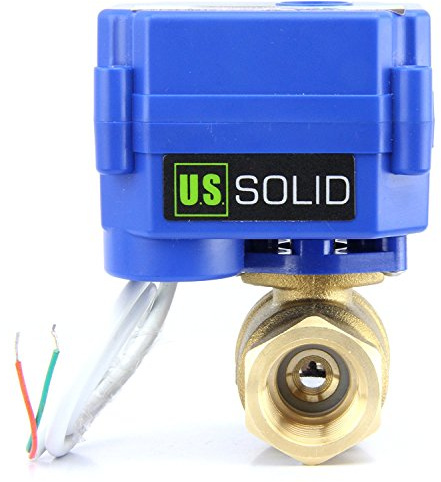 U.S. Solid 1 Brass Motorized Ball Valve 220V AC (85-265 V AC) DN25 Electrical Ball Valve, 2 Wire Auto Return Setup
