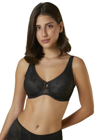 Triumph Damen Minimizer-BH Wild Rose Sensation W01, mit Bügel, ohne Polsterung, Verstellbare Träger, 80D, Schwarz