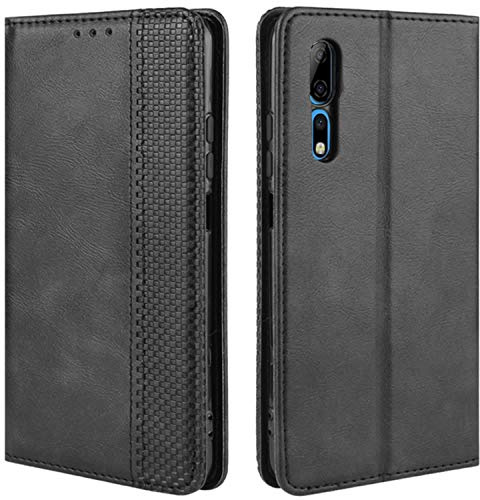 HualuBro Handyhülle für ZTE Axon 10 Pro Hülle, Retro Leder Stoßfest Klapphülle Schutzhülle Handytasche LederHülle Flip Case Cover für ZTE Axon 10 Pro 5G Tasche, Schwarz