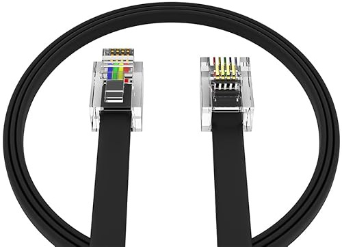 AmzDeals (1 Pack) 5 Feet Telephone Cord for Landline Phones RJ11 Cable, Pro Grade Phone Line Cord (5 ft, Black) Made in USA