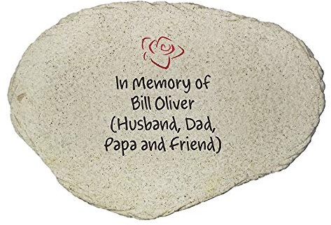 Any Message Memorial Rose Personalized Garden Stone, Flat UV Resin Stone, Measures 11.25 W x 7.75 H, Memorial Rose Garden Décor, Sympathy Gift for Family