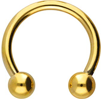 PIERCINGLINE Titan Hufeisenring Piercing Ring Ohr Nase Septum Lippe Intim Goldfarben 1,2 x 10 mm