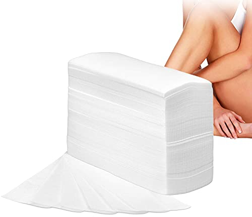 LATRAT 400 Stück Vlies Wachsstreifen für Gesicht und Körper, Wachsstreifen zur Gesichts- und Körperhaarentfernung Vlies Bikini-Enthaarungswachsbandpapier, Weiß