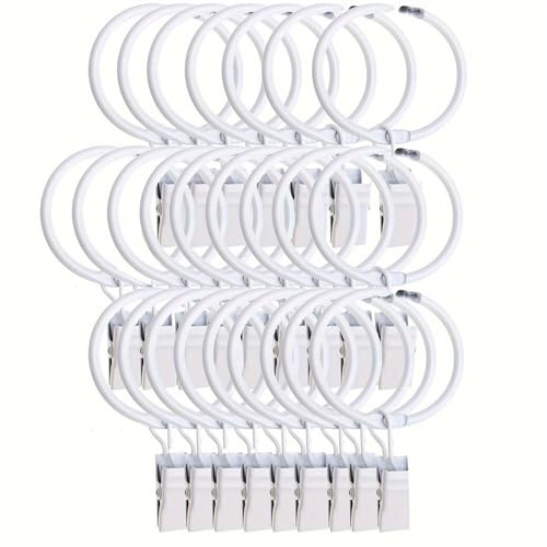 35 Clips de Cortina Abribles con Anillos Blancos de 1.5 Pulgadas - Clip Decorativo de Metal Fuerte, Inoxidables para Baño, Sala