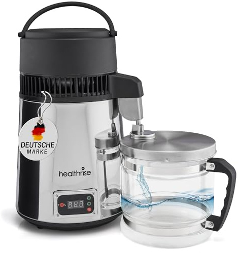 Health Rise Wasserdestilliergerät | Mit deutscher Bedienungsanleitung | Servicehotline in Deutschland | Vollautomatisch, Sicher und Zuverlässig | für Zuhause, Zahnklinik, und Labor | 2 Jahre Garantie