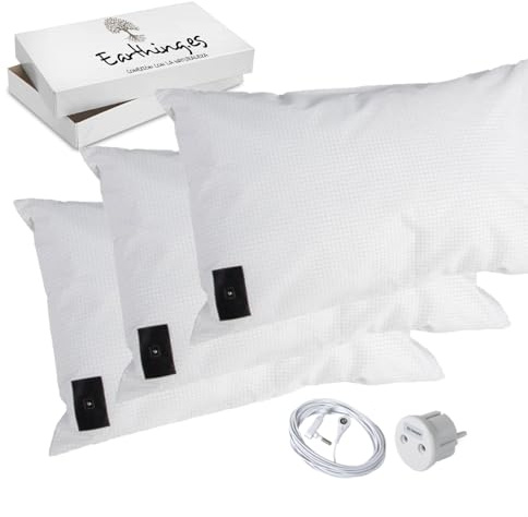 Federa Cuscino Earthing Grounding – Cotone Organico GOTS 71x51 cm – Miglioramento Sonno, Riduzione Stress e Cortisolo – Benessere e Salute Naturale