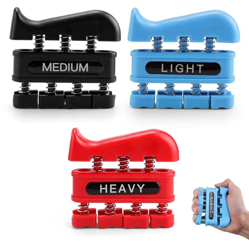 MYLERCT 3 Piezas Ejercitador Dedos Mano, Hand Grip, Ejercicio de Mano con Diferentes Niveles Fuerza Agarre, Fortalecedor de Dedos para Practicar Guitarra, Entrenamiento Escalada Roca y Fisioterapia