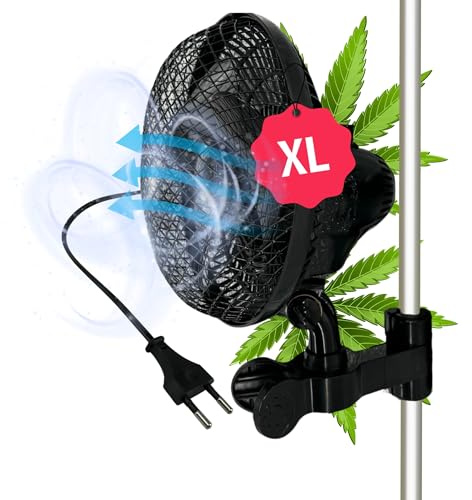 TronicXL Premium oscillerande växtklämma fläkt oscillerande I extra stor I för odlingslådor ventilation tillluft frånluft cirkulation luft grower fläkt