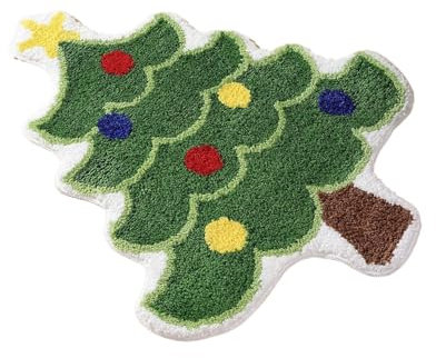 Hugsweet Christmas Tree Bath Mat & Rugs - Santa Soft Carpet Absorbent Holiday Decor for Bathroom, Bedroom, Kitchen, Entrance