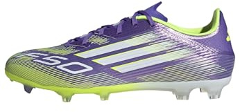 adidas Unisex F50 League Firm Ground Football Boots, Purple Rush/Cloud White/Lucid Lemon, 9.5 UK