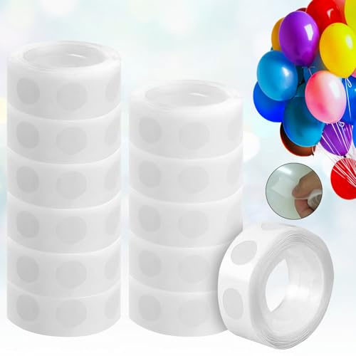 CYZBL 16 Rollos Cinta Pegamento de Globo, 1600 Piezas Cintas Autoadhesivo Puntos Adhesivo, Puntos Adhesivos Doble Cara Cinta de Pegatinas, Puntos Adhesivos Extraíbles para Cumpleaños Fiestas de Boda