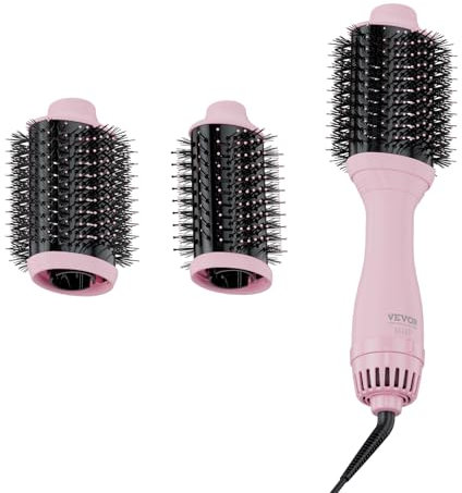 VEVOR Spazzola per Asciugacapelli Ionico, Styler Volumizzatore con Titanio Elettroplaccato, Rivestimento in Ceramica 65/75 mm, Styler e Volumizzatore, Spazzola ad Aria Calda 4 Temperature per Capelli
