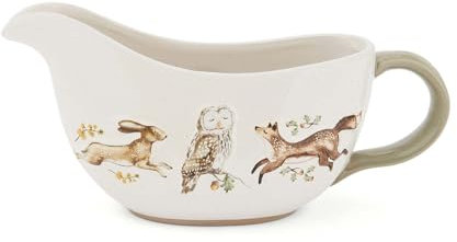 Cooksmart Forest Fable Extra Large Gravy Boat | British Designed Stoneware Sauce Jug | Woodland-Inspired Embossed Animal Design | Rustic Farmhouse Tableware | Dishwasher & Microwave Safe