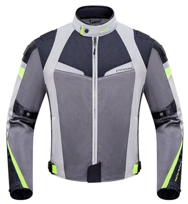 Zyxformis Giacca Moto Estiva Uomo con Protezioni Omologate Rimovibili, Giubbotto Motociclista Certificato in Tessuto Tecnico Traforato, Leggero e Alta Traspirabilità