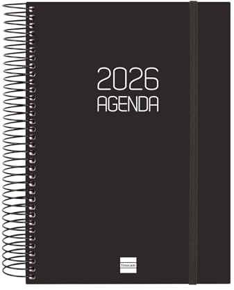 Finocam - Agenda Spirale 2026 1 Jour par Page | Janvier - Décembre 12 mois | Agenda annuel 2026 avec élastique | Couverture en polypropylène Spirale Mat - Noir - Italien, Quotidien