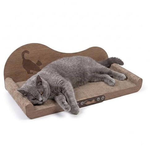 Kratzbrett für Katzen von 5-8kg – 60x30cm Kratzpappe aus hochdichter Wellpappe – Katzenschlafsofa zum Kratzen, Liegen & Möbelschutz in Einem