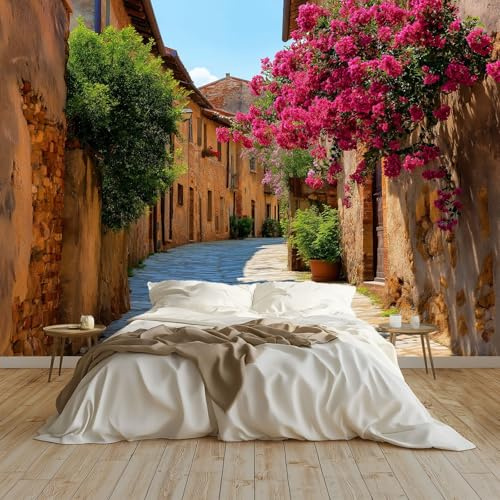 Papel pintado Mural Adhesivo de Pared Paisajes Naturales Carreteras Italianas Art Papel Tapiz Fotográfico 400x280 cm Personalizada Catering Papel Tapiz Restaurante Decoración de Fondo Mural, Marrón