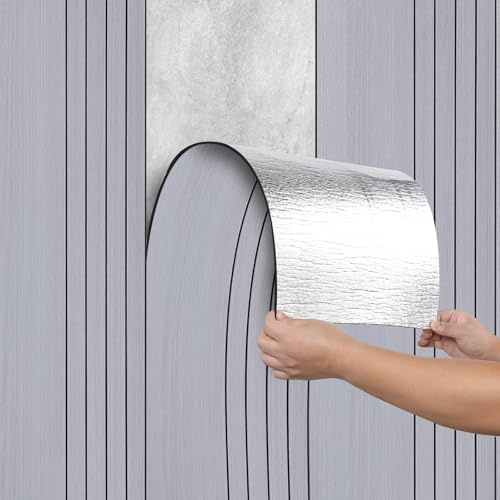 Camiraft Peel and Stick Wall Panels Self-Adhesive Wood Paneling Wallpaper Waterproof 3mm Thick Stick on Wall Panels for Kitchen,Living Room,Bedroom,Ceilings,Office,40x300CM Grey#