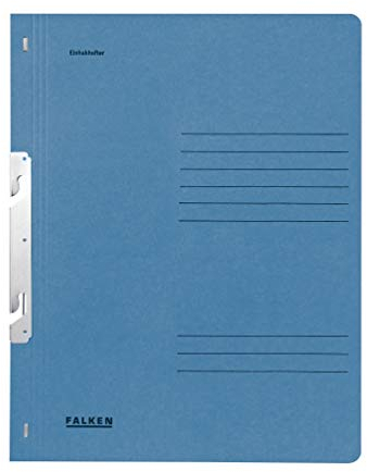 Original Falken 50er Pack Einhakhefter. Made in Germany. Aus Recycling-Karton mit ganzem Vorderdeckel und Behördenheftung für DIN A4 blau Hefter Sammelmappe Dokumentenmappe