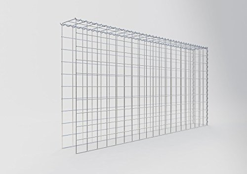 GABIONA Cesta de piedra para gavión rectangular, malla de 10 x 10 cm, profundidad de 20 cm, cesta de cultivo tipo 4, cierre de espiral, galvanizada (200 x 100 x 20 cm)