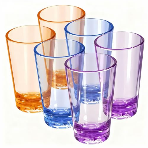 EgieMr Unbreakable Drinking Glasses, 5 Oz Plastic Tumblers Cups Set of 6 in 3 Assorted Colors