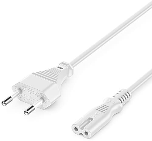deleyCON 5m Netzkabel Stromkabel Strom Kabel Stecker Typ C Eurostecker auf C7 Buchse Euro-Netzkabel Kleingerätekabel Euro 8 TV Blu-Ray Haushaltsgeräte Netzteile - Weiß