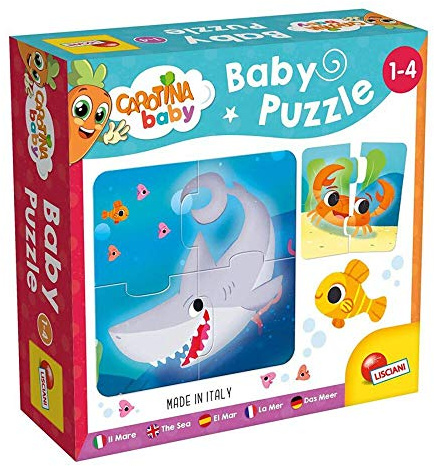Lisciani - Carotina Baby - 6 Puzzles de la Mer - Puzzles de 4 Pièces Pour Enfants de 1 à 4 ans - Jeu Educatif Avec Animaux Marins - Apprentissage Ludique