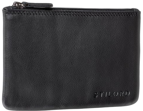 STILORD Barry Vintage Ledermäppchen für Stifte Kosmetik Geld Brille Schlüssel Pass ideal als Stifteetui Federmappe Schminktasche Täschchen aus Leder Farbe:schwarz