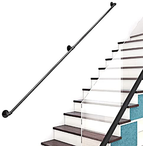 Corrimano Scale Corrimano For Tubi / A Vento Industriale Scala In Ferro Battuto In Ferro For Il Corrimano, A Domicilio Indoor Loft Contro Il Muro Vecchia Maniglia Anticellula Antiscivolo, Nero (1FT-20