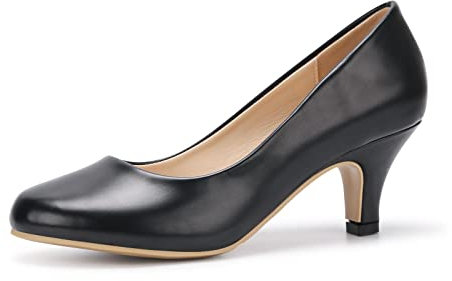 Women's Court Shoes Kitten Heels Wide Bridal Work Office Wedding Party Low Heel Pump Slip On Shoes YA Black Tag 12-UK 9.5