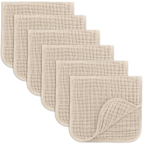 Comfy Cubs Paños de Muselina para eructos de 50 x 25 cm, Paquete de 6 Unidades, Grandes, 6 Capas, Ultra absorbentes, 100% algodón, para bebés y babas, Juego de paños Seguros y Suaves para niños y